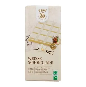Cukrovinka Gepa Bio bílá čokoláda s bourbonskou vanilkou, 100 g