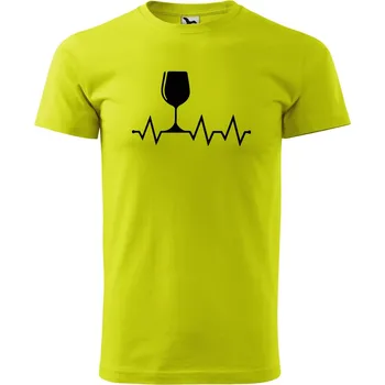 Pánské oblečení Pánské tričko s potiskem Tep srdce víno Velikost: XS, Barva trička: Limetková