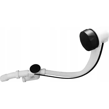 Sifon Automatický vanový sifon černý s přepadem a zátkou klik-klak 600 mm