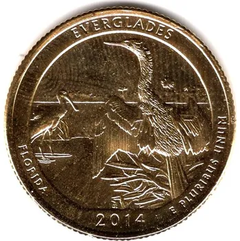 USA. 1/4 dollar 2014/P. Everglades. Pozlacený.