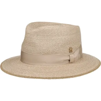 Klobouk Luxusní nemačkavý béžový klobouk Fedora - ručně šitý, UV faktor 80 - Mayser Pepino Velikost: 61 cm (XL)