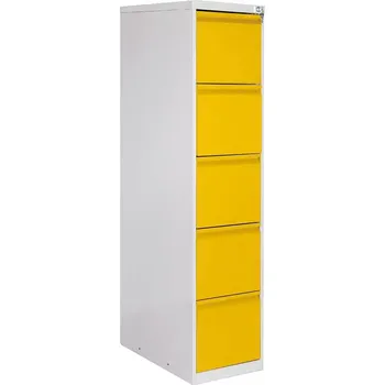 Kartotéka JP - 405 PR kartotéka 5-zásuvková, 1631x390x620 mm, šedá/žlutá