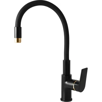 Vodovodní baterie COLORADO - Dřezová baterie s flexibilním ramínkem, Černá matná/Zlatá CO119.0/10CMATZ, RAV Slezák Barva: Černá matná/Zlatá, Rozměr: 3,8"