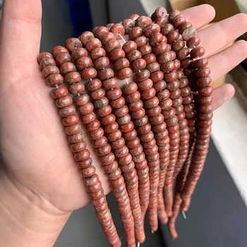 Náramek Přírodní kamenné korálky | výroba šperků - Č.21 Jaspis červený , 4x6mm 42-45ks