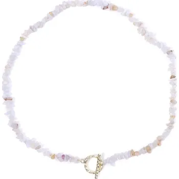 Náhrdelník Dámský choker náhrdelník z přírodních kamenů 45 cm | dámský šperk - Č.13 Achát fialový