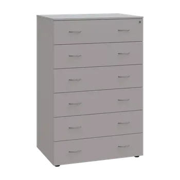 Kartotéka LKRP BIG - A5 dřevěná kartotéka, 6-zásuvková, centrální zámek, šedá