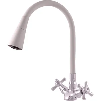 Vodovodní baterie MORAVA RETRO - Umyvadlová/dřezová baterie s flexibilním ramínkem bez výpusti, Chrom/Šedá MK120.0/13S, RAV Slezák Barva: chrom/šedá, Rozměr: 1/2"