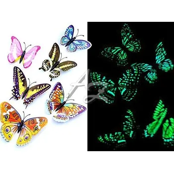 dekorace Motýl svítící s magnetem, 10cm, mix