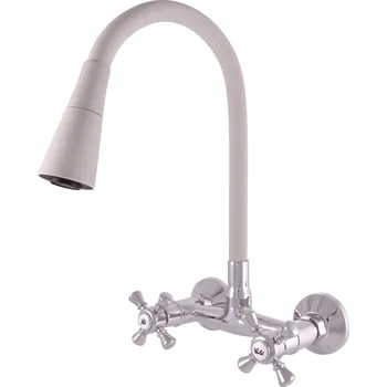 Vodovodní baterie MORAVA RETRO - Umyvadlová/dřezová baterie s flexibilním ramínkem, Chrom/Šedá MK302.5/13S, RAV Slezák Barva: chrom/šedá, Rozměr: 150 mm