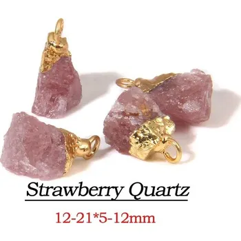 Přívěsek Přívěsek ze surového kamene | minerální přívěsek - 12 Jahoda , 5 kusů