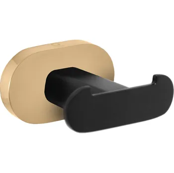 Mýdlenka YUKON - Koupelnový doplněk Věšáček dvojitý, Černá matná/Zlatá YUA0102CMATZ, RAV Slezák