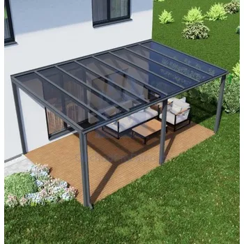 Pergola Pergola hliníková, kouřové bezpečnostní sklo 8 mm, CRSklo 3000 x 3000 mm, RAL 7016, balení 1 ks