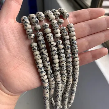 Náramek Přírodní kamenné korálky | výroba šperků - Č.26 Dalmace , 4x6mm 42-45ks