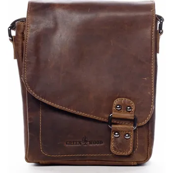 Desingová pánská kožená taška Didier Green Wood hnědá