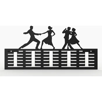 Věšák Věšák na medaile tanec balet tanečníci kovový bílý černý 50 cm