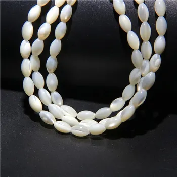 Náramek Bílé perleťové korálky na náramek a náhrdelník | výroba šperků - Č.1 5x8mm