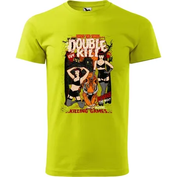 Pánské oblečení Pánské tričko s potiskem Double kill Velikost: XL, Barva trička: Limetková