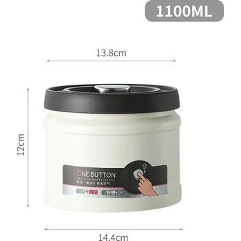 Dóza na potraviny Vakuová dóza na kávu z nerezové oceli | vzduchotěsná nádoba - Bílá - 1100 ml