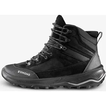 Pánská treková obuv SIMOND Pánské turistické vysoké kožené boty MT 100 47 ČERNÁ|ŠEDÁ