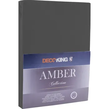 Bytový textil DecoKing Bavlněné jersey prostěradlo Amber grafitově šedé Deco king Rozměr prostěradlo DecoKing: 100-120x200 cm 30cm