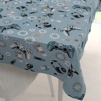 ubrus Dětský bavlněný obdélníkový ubrus Sandra SA-588 Play Game na modrém 50x100 cm