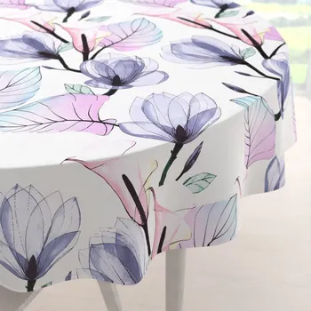 ubrus Bavlněný kulatý ubrus Sandra SA-333 Velké květy magnolie a kaly Ø 100 cm