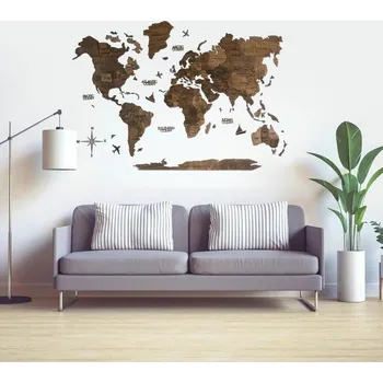 Enjoy the Wood 3D nástěnná dřevěná mapa World Map Walnut Prime M