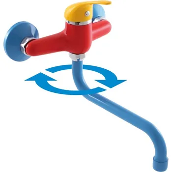 Vodovodní baterie JUNIOR - Umyvadlová/dřezová baterie, Červená/Modrá SAJ001.5/21, RAV Slezák Barva: Červená/Modrá, Rozměr: 150 mm