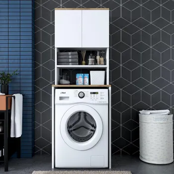 Koupelnový nábytek Casarredo OVERTON skříňka nad pračku, bílá/ořech
