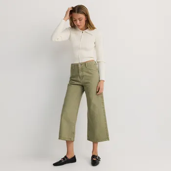 Dámské džíny Reserved - Džíny high waist s širokými nohavicemi - zelená - YR248-87J - YR248-87J-44