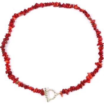 Náhrdelník Dámský choker náhrdelník z přírodních kamenů 45 cm | dámský šperk - Č.25 Červený korál