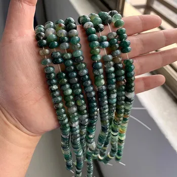 Náramek Přírodní kamenné korálky | výroba šperků - Č.5 Achát stromový , 4x6mm 42-45ks