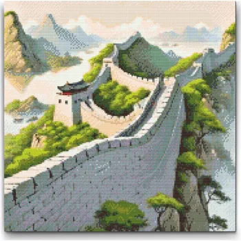 Diamantové malování Diamantové malování - Velká čínská zeď 3 Velikost: 50x50cm, Rámování: Pouze srolované plátno, Diamanty: Kulaté