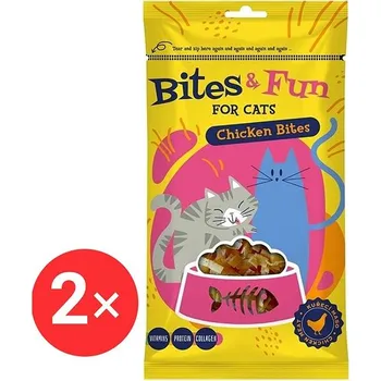 Pamlsek pro kočku Akinu Bites&Fun Kuřecí kousky 2 × 60 g