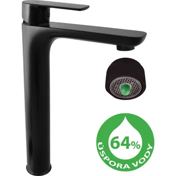 Vodovodní baterie VLTAVA ECO - Umyvadlová vysoká baterie bez výpusti, Černá - matná VTE430.0CMAT, RAV Slezák Barva: Černá - matná, Rozměr: 3,8"