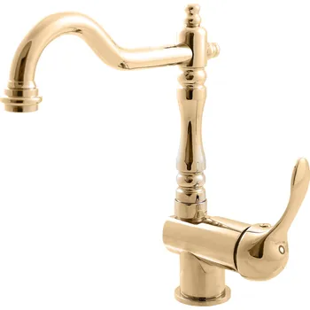 Vodovodní baterie LABE - Umyvadlová/dřezová baterie bez výpusti, Zlatá - lesklá L008.0/8Z, RAV Slezák Barva: ZLATÁ - lesklá, Rozměr: 1/2"