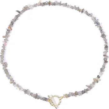 Náhrdelník Dámský choker náhrdelník z přírodních kamenů 45 cm | dámský šperk - Č. 12 Labradorit