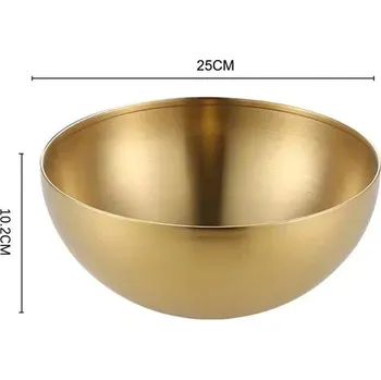 Nerezová miska na salát a polévku 15cm/20cm/25cm | jídelní mísa - Zlato 25 cm