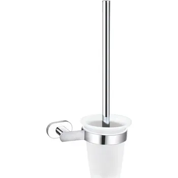 WC štětka YUKON - Koupelnový doplněk WC štětka, miska skleněná, Bílá/Chrom YUA0500CB, RAV Slezák