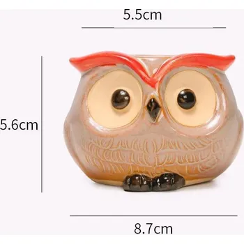 Keramická sova květináč | mini dekorace - B