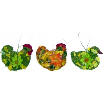 Velikonoční dekorace Velikonoční dekorace - sisal k zavěšení, 8-9 cm, motiv: slepička / vajíčko.