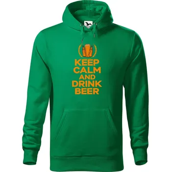 Pánská mikina Pánská mikina s potiskem Keep calm beer Velikost (muž): 2XL, Vyberte barvu: Středně zelená