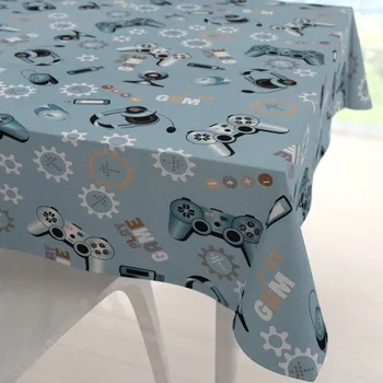 ubrus Dětský bavlněný čtvercový ubrus Sandra SA-588 Play Game na modrém 60x60 cm