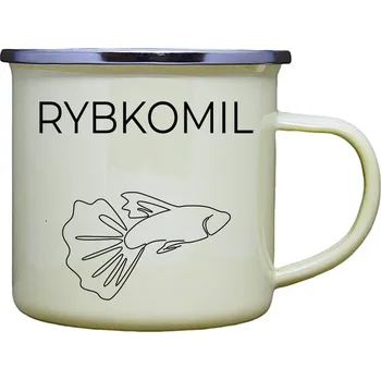 Smaltovaný plecháček s potiskem rybkomil Barva: Žlutá