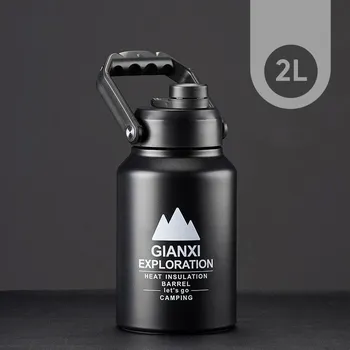 Termoska Termoska nerezová velká outdoor | nádobí s izolací - Černá 2L