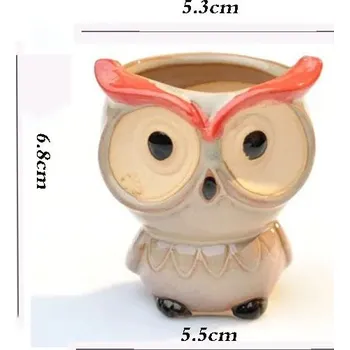 Květináč Keramická sova květináč | mini dekorace - F