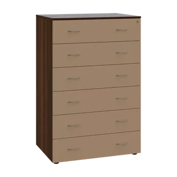 Kartotéka LKRP BIG - A5 dřevěná kartotéka, 6-zásuvková, centrální zámek, korpus ořech královský/čílka mocca