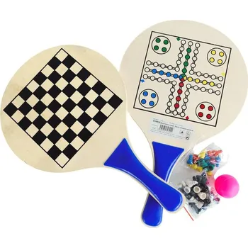 Acra DŘEVO Soubor her Plážový soft tenis / Šachy / Dáma / Člověče, nezlob se! 4v1