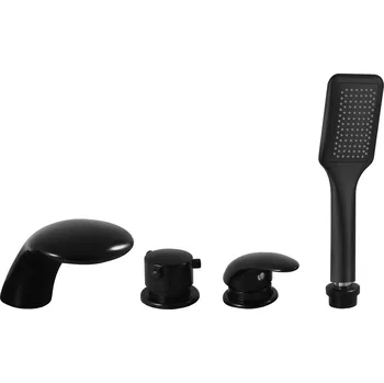 Vodovodní baterie DUNAJ - Vanová baterie 4-otvorová, vodopád, Černá - matná D471.0PCMAT, RAV Slezák Barva: Černá - matná, Rozměr: 3,8"