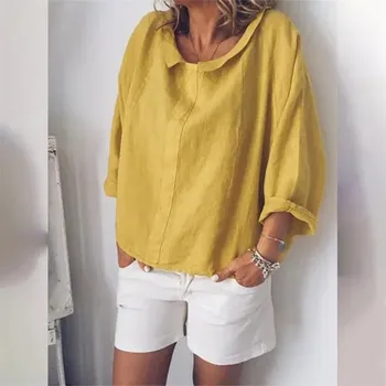 Jednobarevná volná halenka Barva: Žlutá, Velikost: 5XL